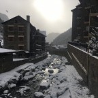 The town of Arinsal covered by snow