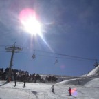 Enjoying the sunny skiing
