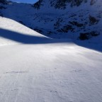 The shadow starting to cover the Megaverde piste
