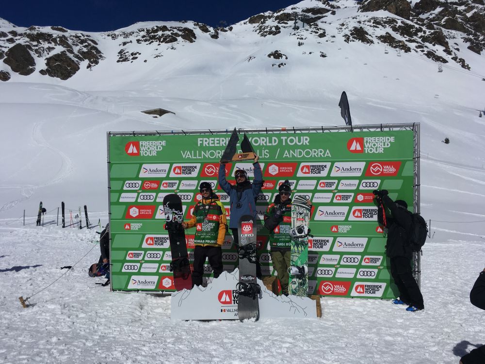 Snowboard Men podium for the Vallnord FWT 2018