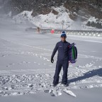 Steve going for a sledge on the slopes of Arinsal