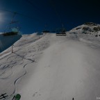 Untouched powder snow under Port Negre chairlift